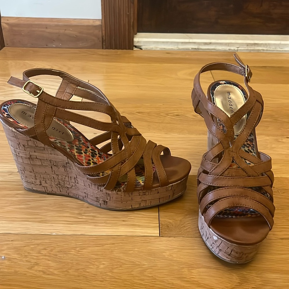 Madden Girl platform cork wedge heels